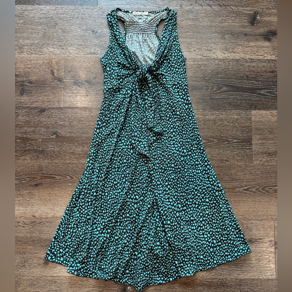 Elegant Teal Polka Dot Dress